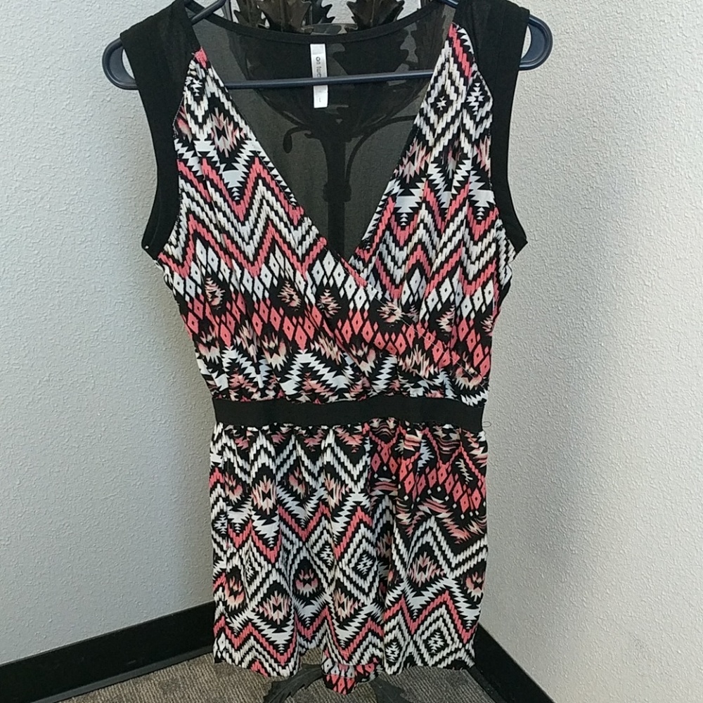 Aztec printed v neck romper